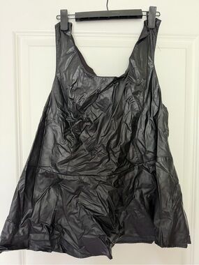 Black Faux Leather Sleeveless Peplum Top